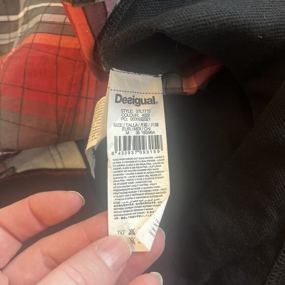 Desigual Polo Shirt Slim Black Red Gray Graphic 100% Cotton Short Sleeve Men's M - Picture 7 of 11